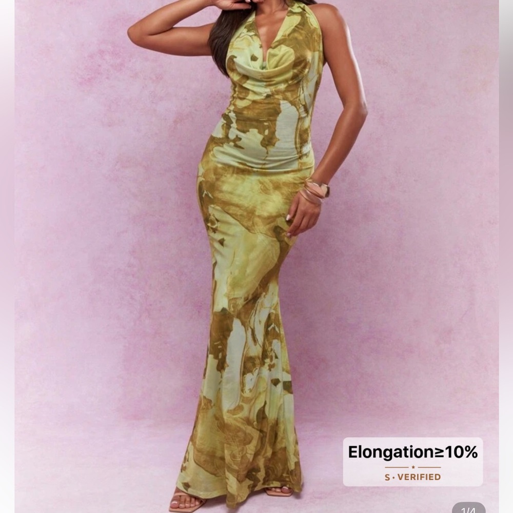 Elegant Green and Gold Women's Dress
